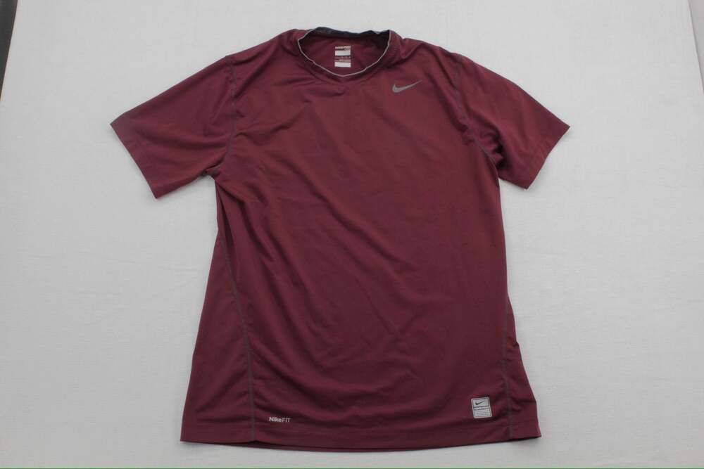Nike Pro Fitted Short Sleeve Athletic Shirt - Maroon